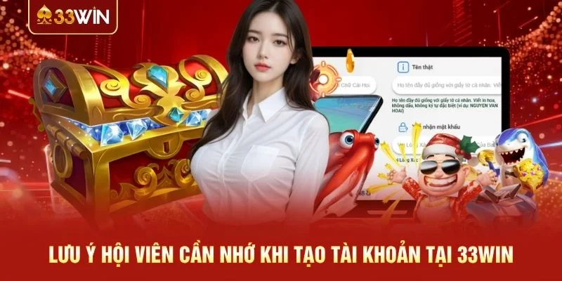 Lưu ý hội viên cần nhớ khi tạo tài khoản tại 33WIN